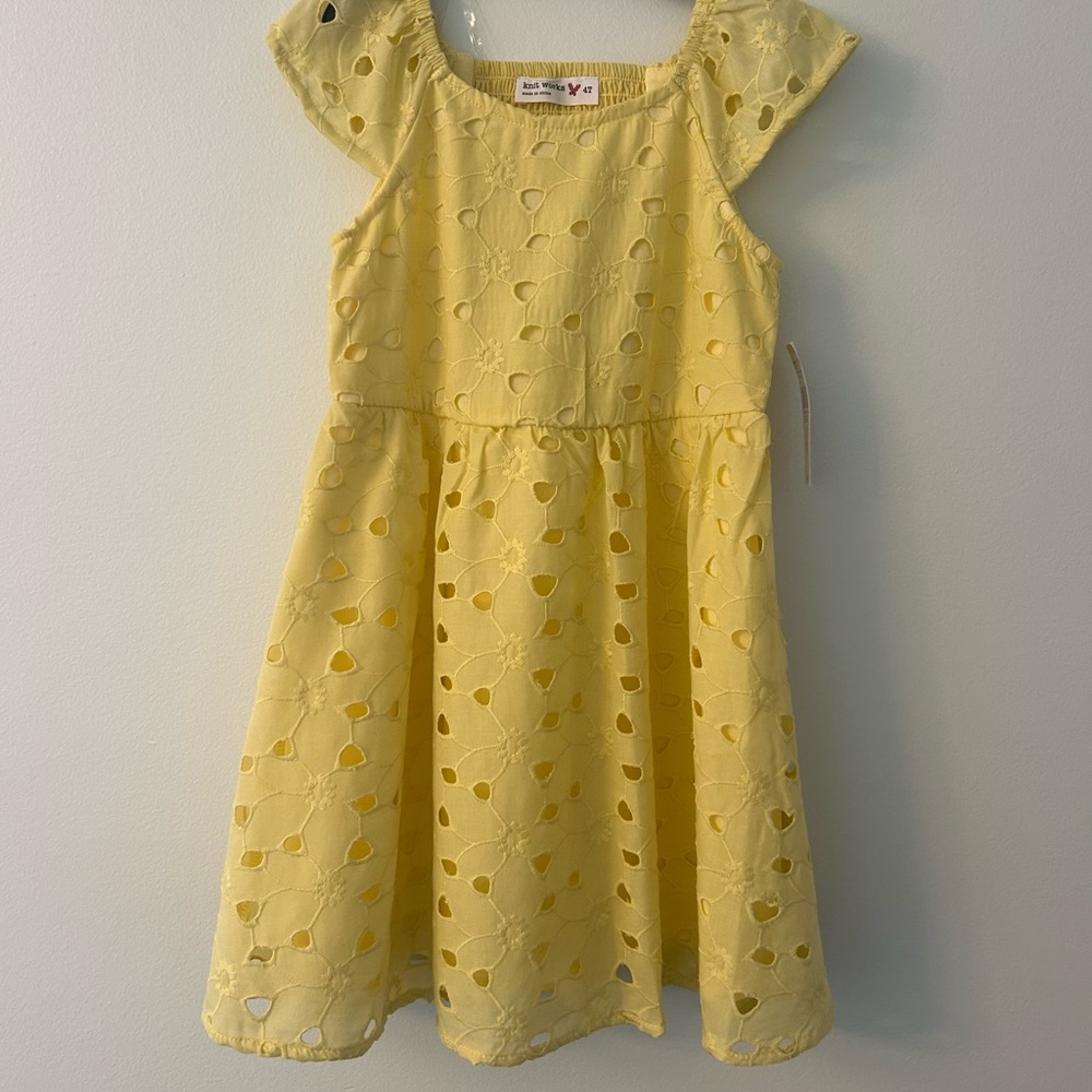 Knitworks Sunny Yellow Eyelet Kids Dress